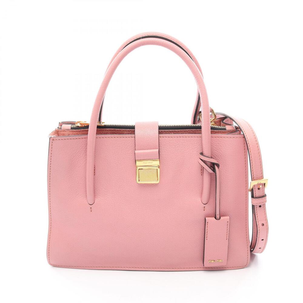 Miu Miu MADRAS Handbag Leather Bag Pink